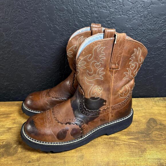 Ariat Fatbaby Boots Womens Size 11 B Brown Leather Western Mid Calf Cowboy - Picture 3 of 7